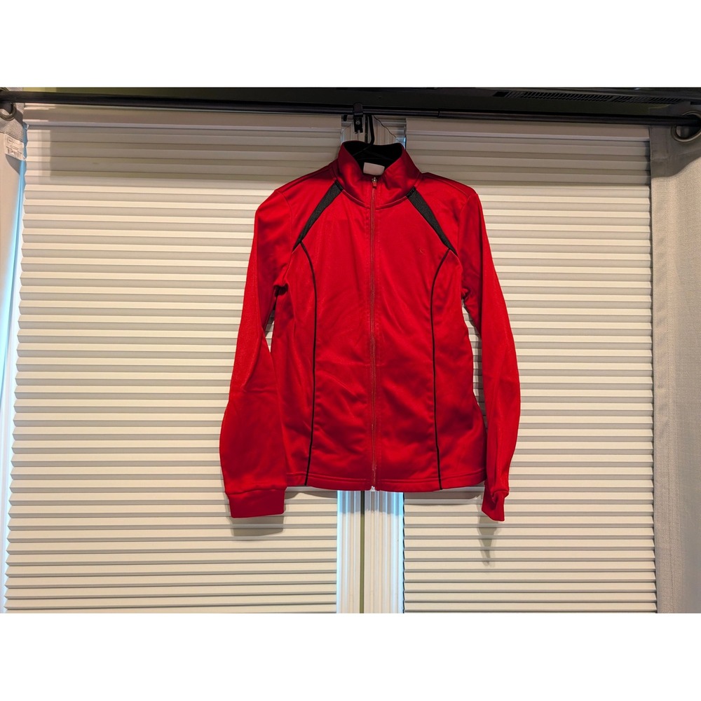 Danskin Now Womens Red Full Zip Track Jacket Black Trim DL42T009 Small 4-6